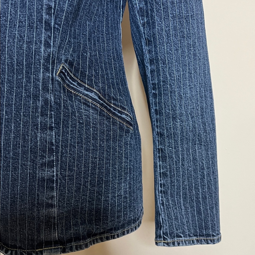 👖🧢🥏EUC New York & Company Striped Denim Jacket - Picture 6 of 13